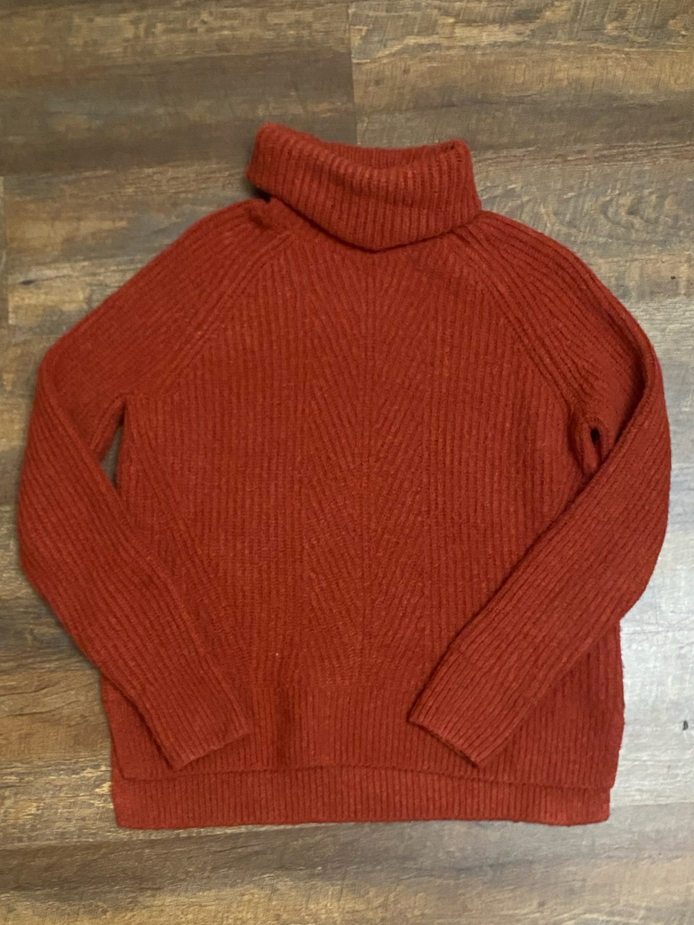 Madewell Women's Orange Ribbed Knit Turtleneck Long Sleeve Pullover S